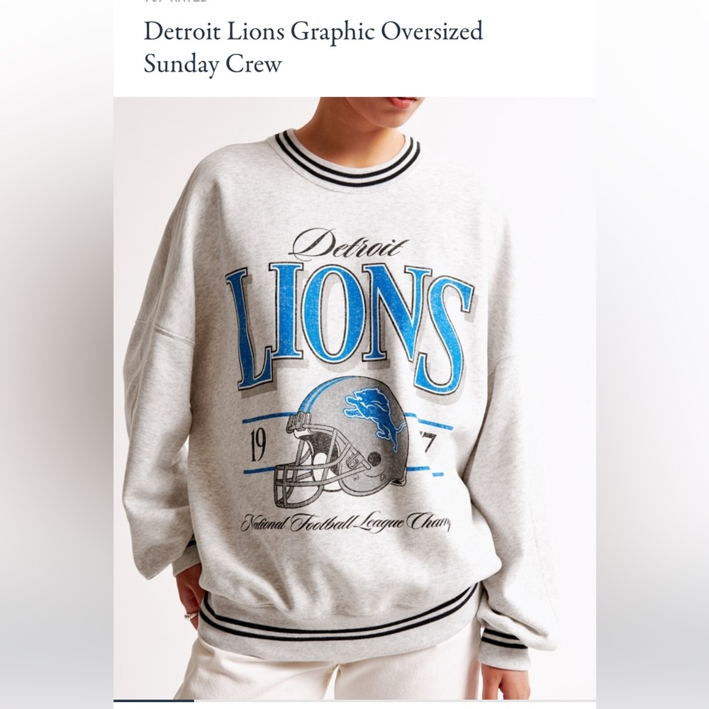 Abercrombie & Fitch Detroit Lions Oversized Crew Neck
